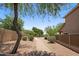 Gravel lined walkway in the front yard, lined with low bushes and desert trees at 21813 N 40Th Way, Phoenix, AZ 85050