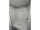 Modern bathroom features a clean, updated shower with built-in shelving, providing a stylish and functional space at 300 S Val Vista Dr # 51, Mesa, AZ 85204