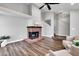 A brick fireplace at 3389 W Barcelona Dr, Chandler, AZ 85226