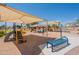Community playground with shade and bench seating, offering a safe and fun environment for outdoor play and relaxation at 7345 E Forge Ave, Mesa, AZ 85208