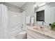 Bathroom featuring a shower, tub, toilet, and vanity at 921 S Hacienda Dr, Tempe, AZ 85281
