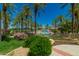 Community pool and recreation area with palm trees and shaded seating at 17359 W Calistoga Dr, Surprise, AZ 85387