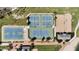 Aerial view of the community sports courts featuring tennis, pickleball, and basketball courts at 18455 W San Carlos Dr, Goodyear, AZ 85338