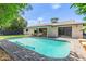 Sparkling backyard pool with a tanning ledge, patio area, and seamless indoor-outdoor flow at 8119 E San Miguel Ave, Scottsdale, AZ 85250