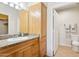 Well-lit bathroom features ample storage, granite countertops, and is well-maintained, offering convenience at 9450 E Becker Ln # 2067, Scottsdale, AZ 85260