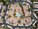 Aerial view of the community with pool, surrounding buildings and parking at 20100 N 78Th Pl # 2193, Scottsdale, AZ 85255