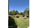 Well-maintained backyard with lush landscaping and green grass at 2092 E Smoke Tree Rd, Gilbert, AZ 85296