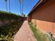 Charming side yard featuring a brick path, lush greenery, and vibrant flowers at 3740 E Mercer Ln, Phoenix, AZ 85028