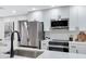 Modern kitchen featuring stainless steel appliances and sleek white cabinetry at 4347 E Catalina Cir, Mesa, AZ 85206