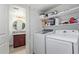 A convenient laundry room features a washer, dryer, and storage shelves at 7111 N 63Rd Dr, Glendale, AZ 85301