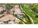 An elevated view showcasing a luxurious home near a golf course with meticulously manicured landscapes at 7475 E Gainey Ranch Rd # 22, Scottsdale, AZ 85258