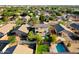 Tranquil aerial view showcasing lush greenery, swimming pools, and well-maintained homes in a quiet neighborhood at 1750 E Erie St, Gilbert, AZ 85295