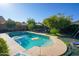 Backyard featuring a swimming pool with a poolside umbrella-shaded table and chairs at 1750 E Erie St, Gilbert, AZ 85295