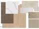 Selection of elegant interior finishes featuring wood flooring, quartz countertops, and tile at 3419 W Sunstone Dr, San Tan Valley, AZ 85144