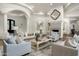 Spacious living room with neutral tones, fireplace and decorative mirror at 8229 N Ridgeview Dr, Paradise Valley, AZ 85253