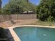 Backyard pool with concrete edging surrounded by partial grass and block wall at 4030 N 33Rd Pl, Phoenix, AZ 85018