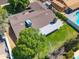 Aerial view of the property featuring a large backyard, covered patio and pool nearby at 4837 E Pershing Ave, Scottsdale, AZ 85254