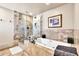 Bathroom features a large soaking tub and a tiled glass shower at 8532 E San Bruno Dr, Scottsdale, AZ 85258