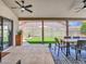 Covered patio with dining table, ceiling fans, and views of the fenced yard, perfect for outdoor entertainment at 12641 S 39Th Pl, Phoenix, AZ 85044