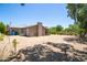 Backyard featuring desert landscaping, large trees, and covered patio at 851 E Village Circle N Dr, Phoenix, AZ 85022