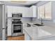 Modern kitchen with stainless steel appliances, white cabinets and quartz countertops at 2954 N Oregon St # 6, Chandler, AZ 85225