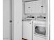 Bright laundry room featuring a washer and dryer with white cabinets above, providing ample storage space at 2954 N Oregon St # 6, Chandler, AZ 85225