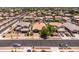 An aerial view showing the home in a neighborhood, with mature landscaping and a well-maintained yard at 3022 E Santa Fe Ln, Gilbert, AZ 85297