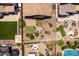 A bird's eye view showing a landscaped backyard at 3022 E Santa Fe Ln, Gilbert, AZ 85297
