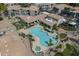 Aerial view features community pool, grilling area, and well-maintained landscape at 600 W Grove Pkwy # 2188, Tempe, AZ 85283