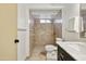 This bathroom features tile flooring and shower at 8411 E Via De Jardin --, Scottsdale, AZ 85258
