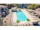 Aerial view of community pool, spa, cabana, lounge chairs at 955 E Knox Rd # 126, Chandler, AZ 85225