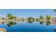 A picturesque lakefront community view showcasing the tranquil waterfront properties and lush landscaping at 1405 E Chicago Cir, Chandler, AZ 85225