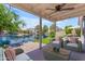 Covered patio featuring outdoor seating with a view of the beautiful canal at 1405 E Chicago Cir, Chandler, AZ 85225