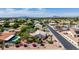 Aerial view of property showcasing mature trees, desert landscaping and pool at 804 N 46Th St, Mesa, AZ 85205
