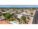 Aerial view of property showcasing mature trees, desert landscaping and pool at 804 N 46Th St, Mesa, AZ 85205