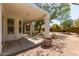 View of covered patio with manicured desert landscape at 804 N 46Th St, Mesa, AZ 85205