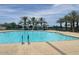 Large community pool with palm trees and gazebos, perfect for residents to enjoy a refreshing swim at 10538 E Naranja Ave, Mesa, AZ 85209