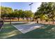 Outdoor pickleball court with green and gray playing surface surrounded by trees in community at 1521 W Kent Dr, Chandler, AZ 85224