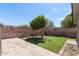 Backyard features a well-manicured lawn, landscaping, and a brick perimeter fence at 1911 E Lawrence Rd, Phoenix, AZ 85016