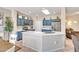 Modern kitchen with stainless steel appliances, white countertops, and blue cabinets at 15314 W Pantano Dr, Surprise, AZ 85374