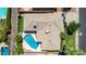 Aerial view showcases a home with a private pool, well-maintained roof, and lush landscaping at 1862 E Tulane Dr, Tempe, AZ 85283