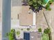 Aerial top shot of a single Gathering home showing the roof, driveway, and landscape at 7430 E Ed Rice Ave, Mesa, AZ 85208