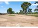Landscaped backyard with mature trees and open space, backing onto a golf course with serene views at 7430 E Ed Rice Ave, Mesa, AZ 85208