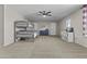 Neutral bedroom features a bunk bed, carpet flooring, ceiling fan, dresser, and ample space at 11521 E Quintana Ave, Mesa, AZ 85212