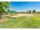 Community baseball field with a covered backstop, open green space, and residential homes in the background at 2721 N 107Th Dr, Avondale, AZ 85392