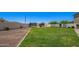 Spacious backyard featuring a green lawn, decorative rock and playground for outdoor enjoyment at 4654 W Suncup Dr, San Tan Valley, AZ 85144