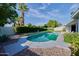 Inviting backyard pool surrounded by well-manicured landscaping at 5324 E Hillery Dr, Scottsdale, AZ 85254