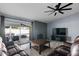 Cozy living room with access to the covered patio, perfect for relaxing and entertaining at 6550 W Wolf St, Phoenix, AZ 85033