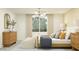 Bright bedroom featuring a cozy bed, stylish decor, and ample natural light from the large windows at 9541 W Pinchot Ave, Phoenix, AZ 85037
