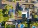 Overhead aerial view showing home with mature landscaping, pool, and RV parking area at 22039 N 86Th Ave, Peoria, AZ 85383